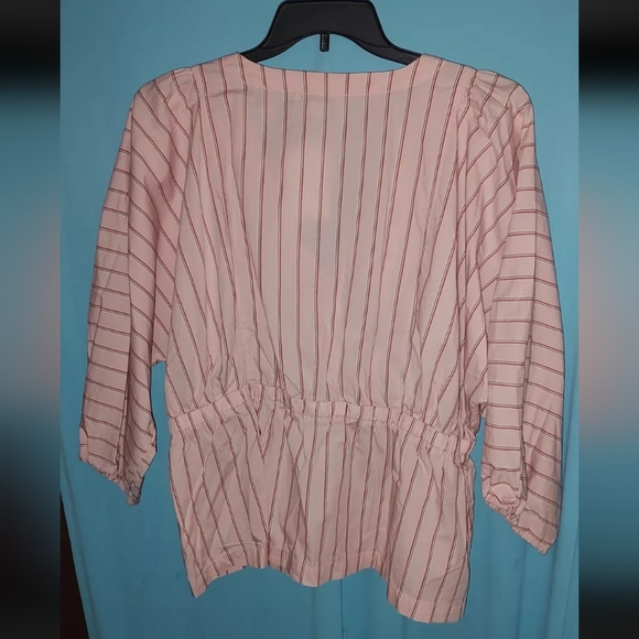 Pink 3/4 Sleeve Fitted Blouse Free Assembly, Size XL, NWT, Peplum, Pink, Stripe - Picture 10 of 10